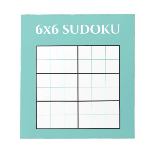 Simple Teal 6x6 Sudoku Grid Template Notepad