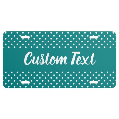 Simple Teal and White Polka Dot Pattern Add Text License Plate
