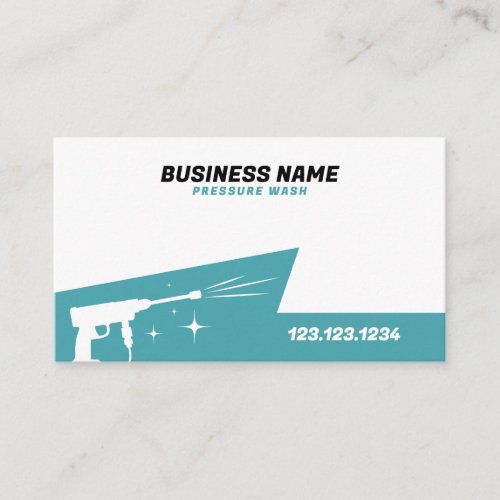 Simple Teal and White Pressure Washer Gun Business Card