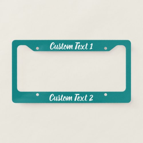 Simple Teal and White Script Text Template License Plate Frame