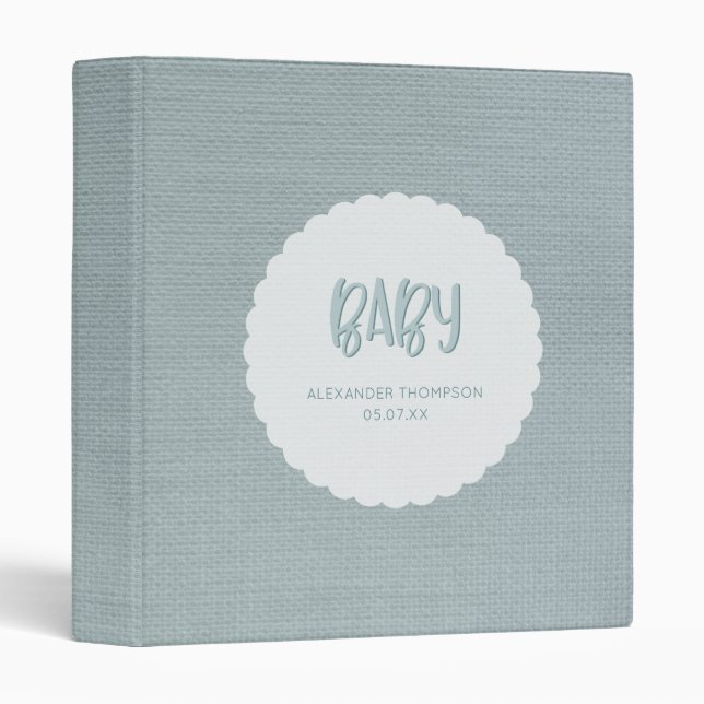 Simple Teal Baby Book Baby Records Binder (Front/Spine)