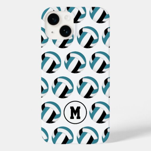 simple teal black volleyballs girls monogrammed Case_Mate iPhone 14 case