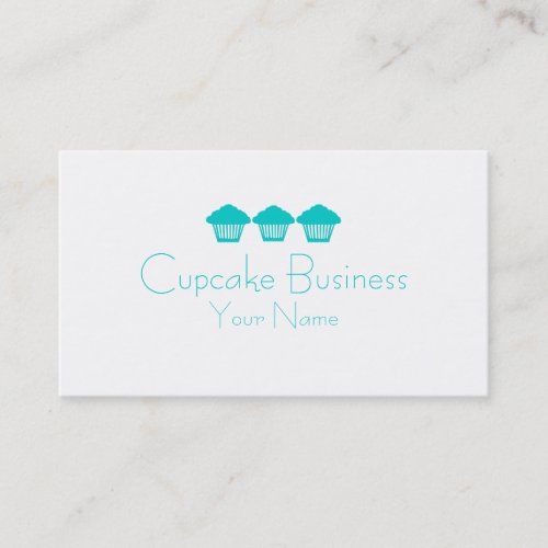 Simple teal blue cupcake business custom cards business cards