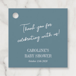 Simple Teal Blue Minimalist Custom Baby Shower Favor Tags