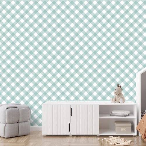 Simple teal check gingham plaid wallpaper 