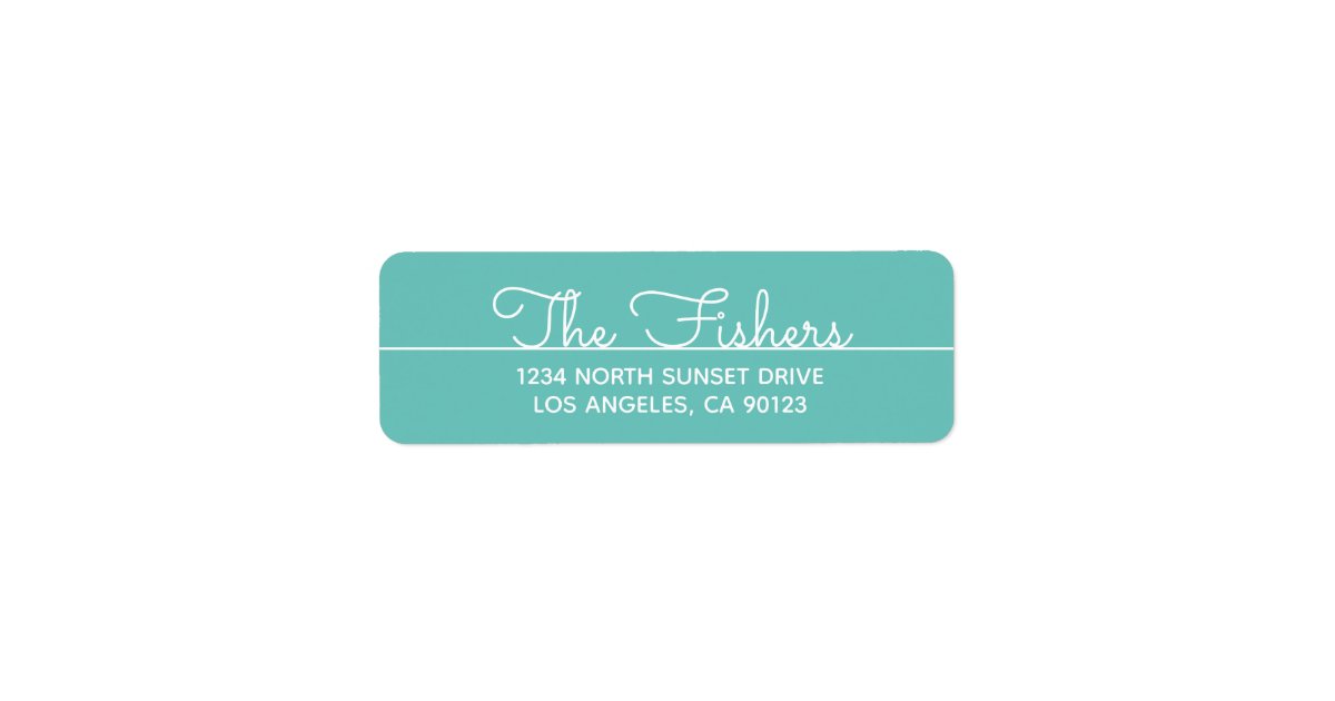 Address Label Cursive Simple Teal Cursive Return Address Label | Zazzle