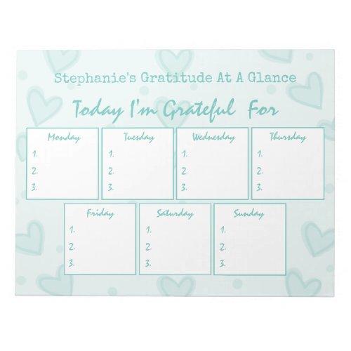 Simple Teal Daily Gratitude At A Glance Notepad