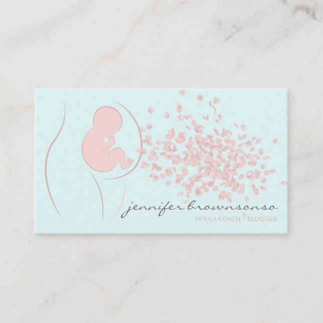 Simple Teal Doula Birth Coach Pregnant Business Card (Front)