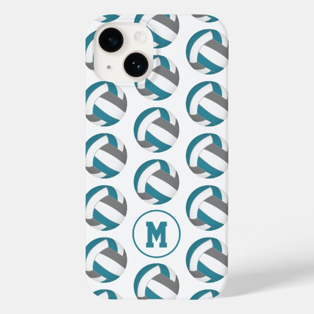simple teal gray volleyballs girls monogrammed Case-Mate iPhone case (Back)
