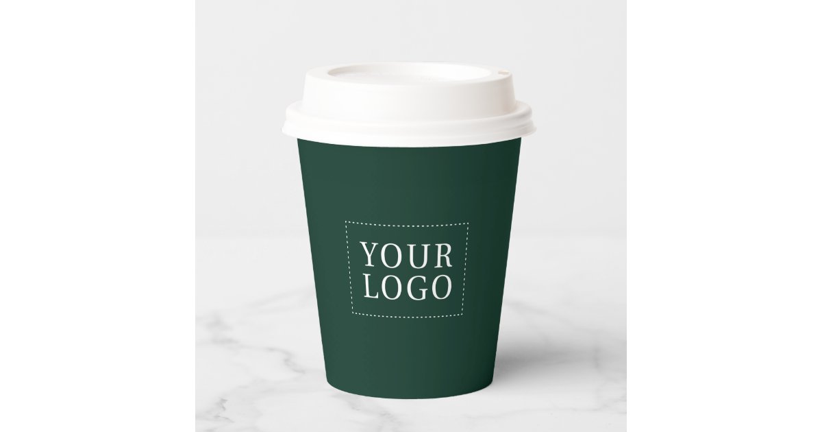 Simple Teal Green Minimal Business Logo Custom Paper Cups | Zazzle