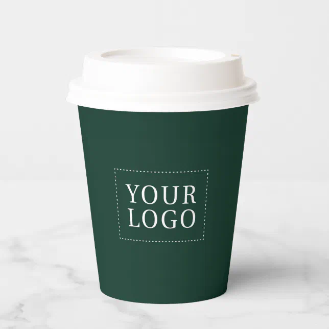 Simple Teal Green Minimal Business Logo Custom Paper Cups | Zazzle