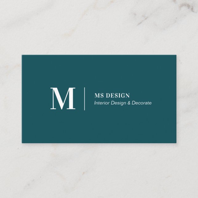 Simple Teal Green Modern Minimalist Business Cards (Front)