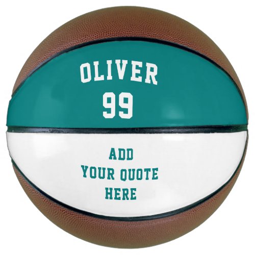 Simple Teal Green Name Number Quote Basketball