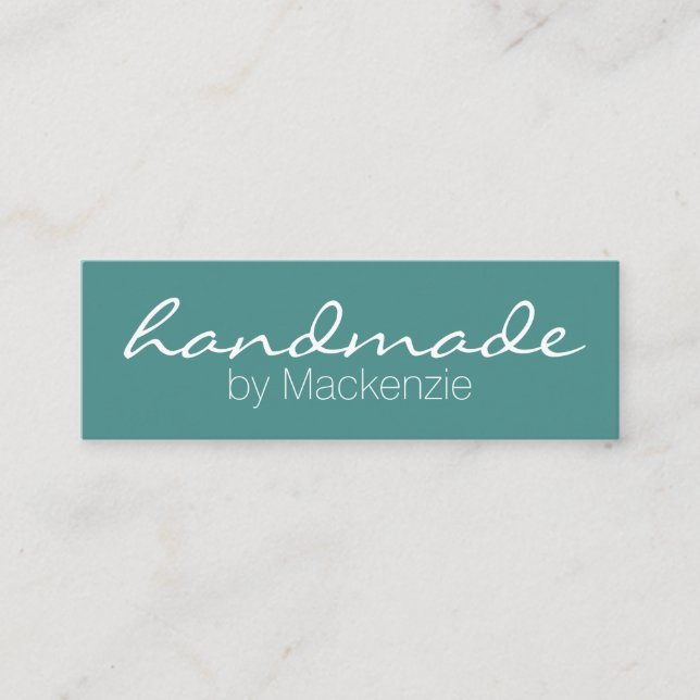 Simple Teal Handmade Mini Business Card (Front)