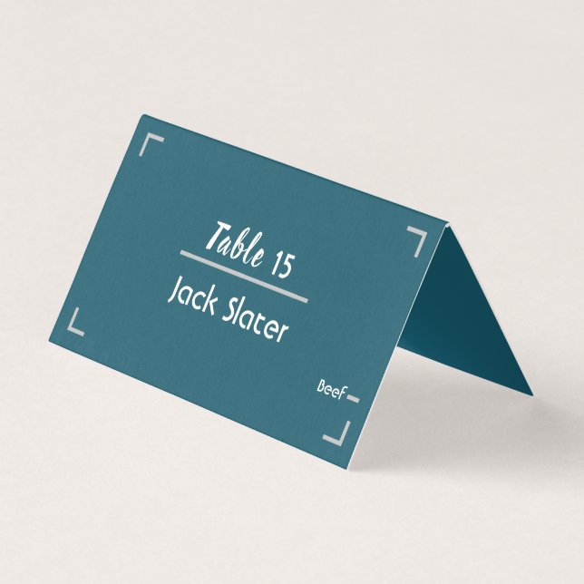 Simple Teal Handwritten Script Wedding Table Card (Front)