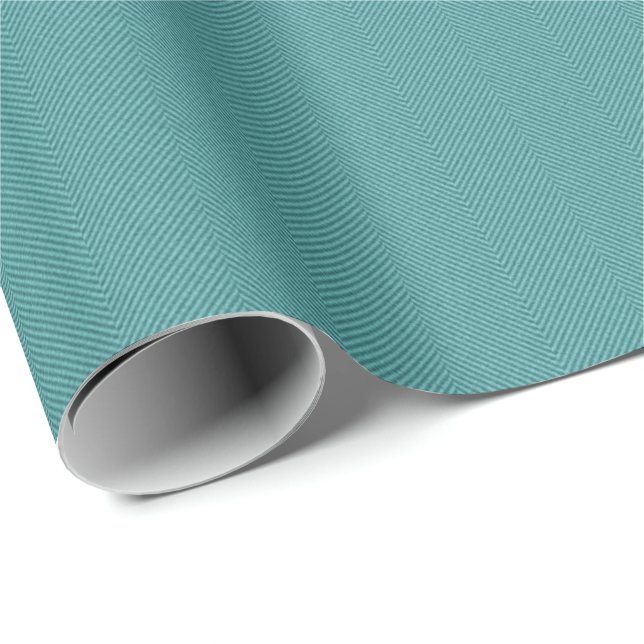 Simple teal herringbone tweed cute holiday wrapping paper (Roll Corner)