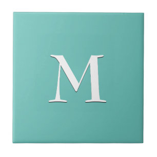 Simple TEAL monogram ceramic tile