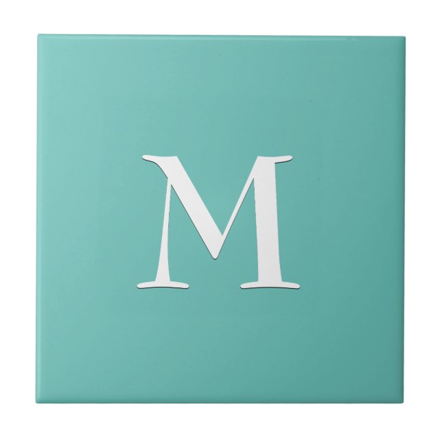 Simple TEAL monogram ceramic tile (Front)
