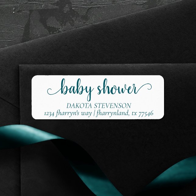Simple Teal Script | Dark Blue-Green Address Label (Creator Uploaded)