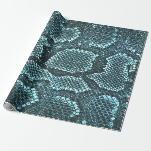 Simple teal snake scale pattern wrapping paper