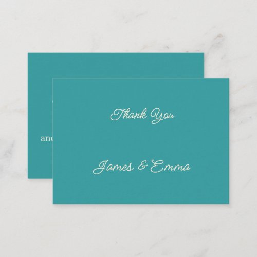 Simple Teal Wedding Thank You  Note Card