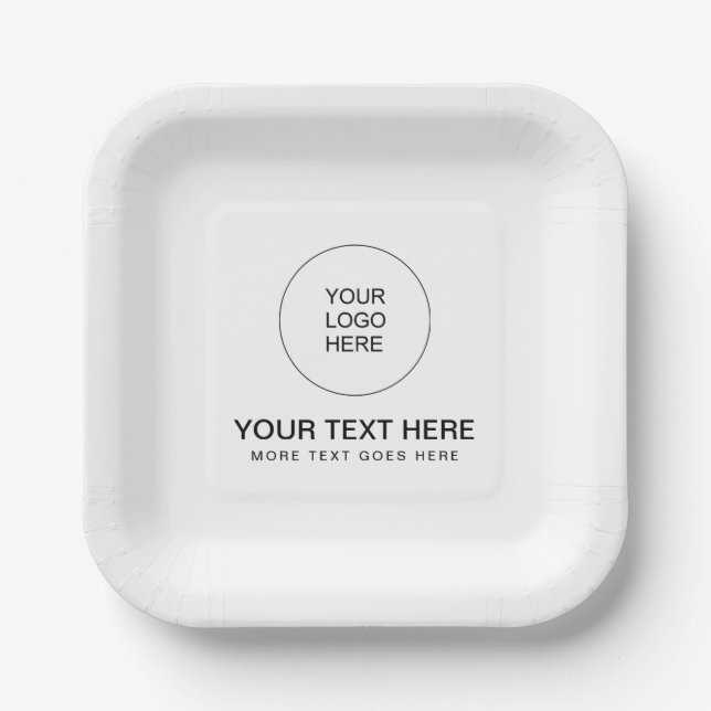 Simple Template Company Logo Text Here Clean Paper Plates (Front)
