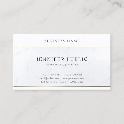 Simple Template Elegant White Marble Professional Business Card