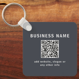 Simple Template for your QR code   Dark Grey Keychain