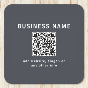Simple Template for your QR code   Dark Grey Square Paper Coaster