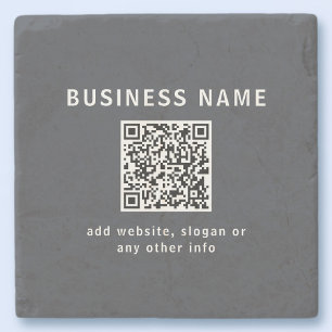 Simple Template for your QR code   Dark Grey Stone Coaster