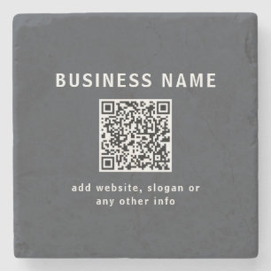 Simple Template for your QR code Dark Grey Stone Coaster