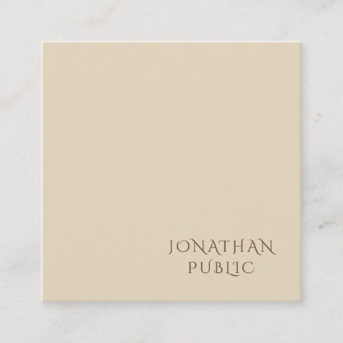 Simple Template Minimalist Modern Stylish Beige Square Business Card