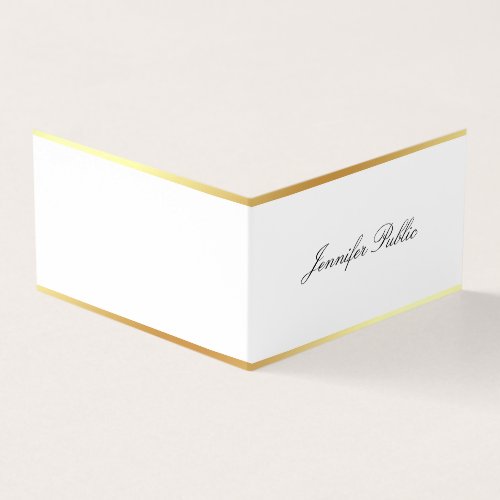Simple Template Modern Gold Elegant Hand Script Business Card