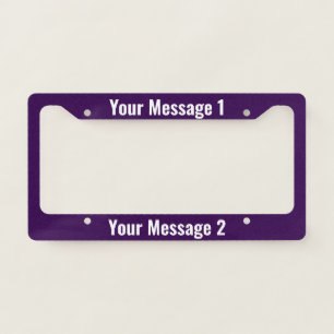 Simple Template on Dark Purple and White License Plate Frame