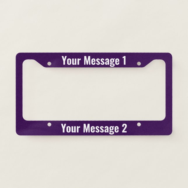 Simple Template on Dark Purple and White License Plate Frame (Front)