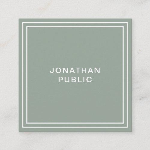 Simple Template Professional Modern Elegant Green Square Business Card