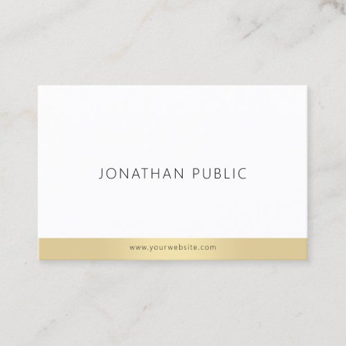 Simple Template Trendy Elegant Gold White Modern Business Card