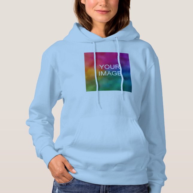 Simple Template Upload Photo to Womens Light Blue Hoodie (Front)