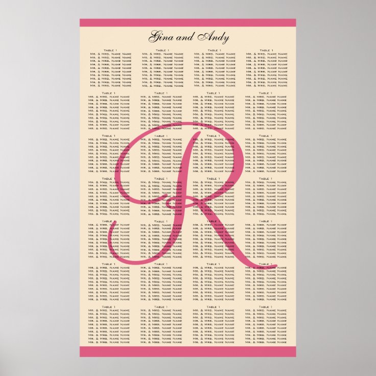 Simple Template Wedding Seating Plan 280 Guests Poster | Zazzle