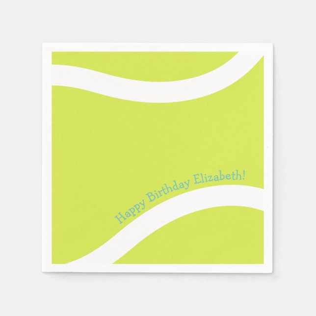 simple tennis ball sports birthday party napkins (Front)