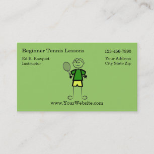 Simple Tennis Instructor Business Cards