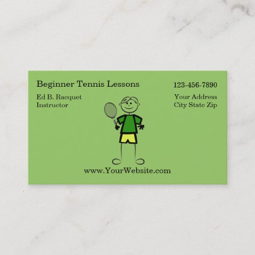 Simple Tennis Instructor Business Cards