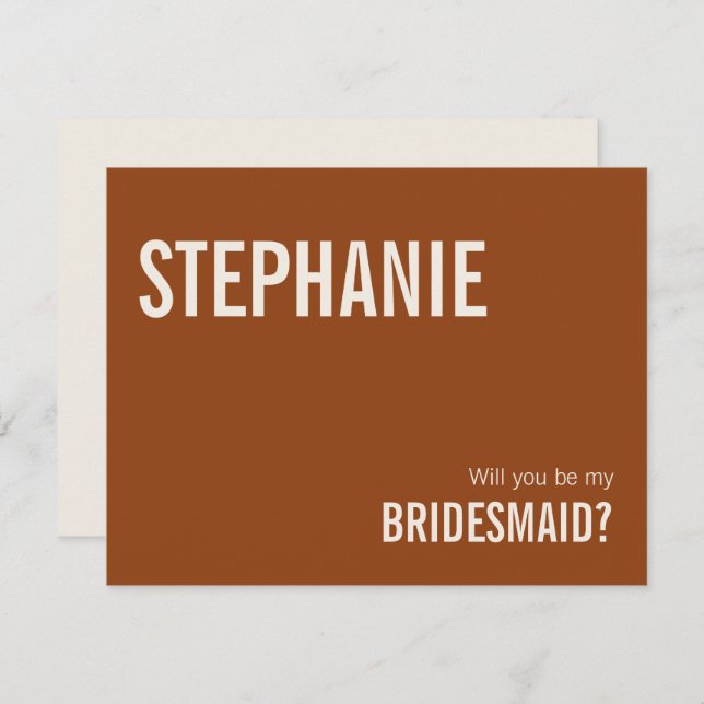 Simple Terracotta Be My Bridesmaid Proposal Card (Front/Back)