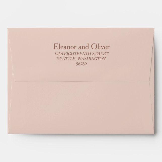 Simple Terracotta Blush Wedding Return Address Envelope (Back (Top Flap))