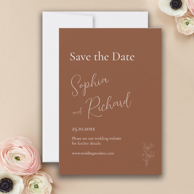 Simple Terracotta Boho Botanicals Save The Date (Creator Uploaded)