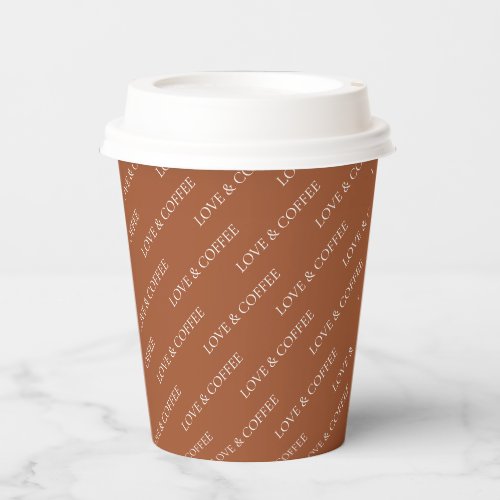 Simple Terracotta Brown Custom Text  Name Pattern Paper Cups