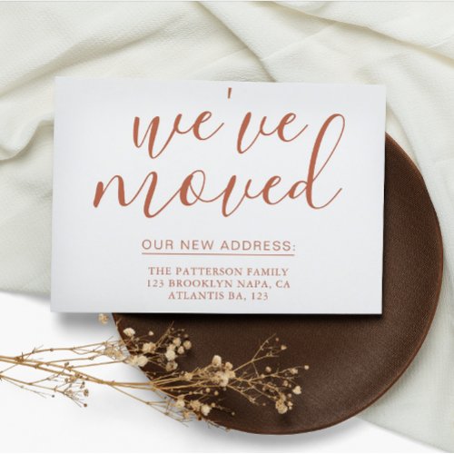 Simple Terracotta Calligraphy Weve Moved House Announcement Postcard