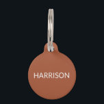 Simple terracotta custom name contact Info dog cat Pet ID Tag<br><div class="desc">Customize,  personalize terracotta and white dog cat Name,  Info Pet ID tag 
you can customize the front side: with the name,  monogram or initial letter
and the back: with name,  phone,  address,  Pet Insurance ID number,  or any important information</div>