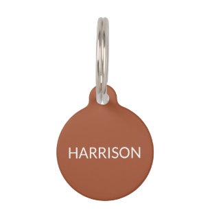 Simple terracotta custom name contact Info dog cat Pet ID Tag