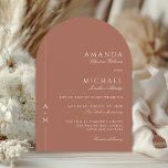 Simple Terracotta Elegant Monogram QR code Wedding Invitation<br><div class="desc">Simple, elegant and tasteful, this classic earthy terracotta wedding invitation design features a trendy arch shaped card with a thin line border along the left edge with the bride and groom's monogram initial. A combination of timeless elegant serif font paired with a traditional script font is used for the bride...</div>